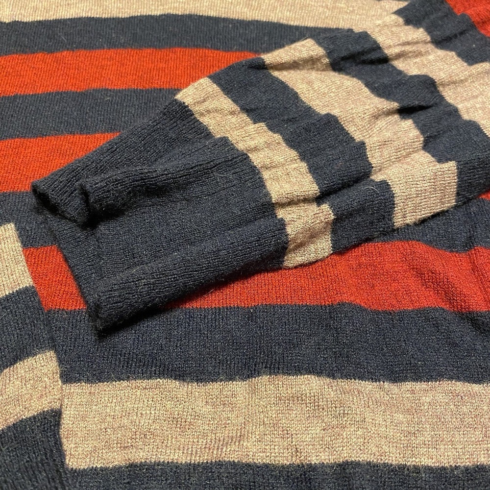 Limited Wool Blend V-Neck Striped Casual Sweater L Preppy Y2K Career Ski Snow - Picture 5 of 13